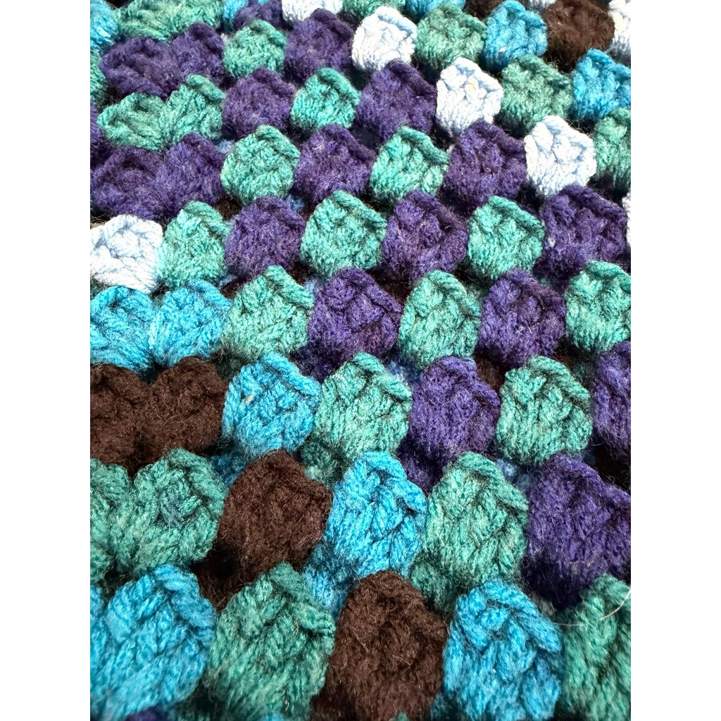 Blue Lagoon Handmade Crochet Afghan Granny Square Lap Throw 46 x 46 – additional view 6