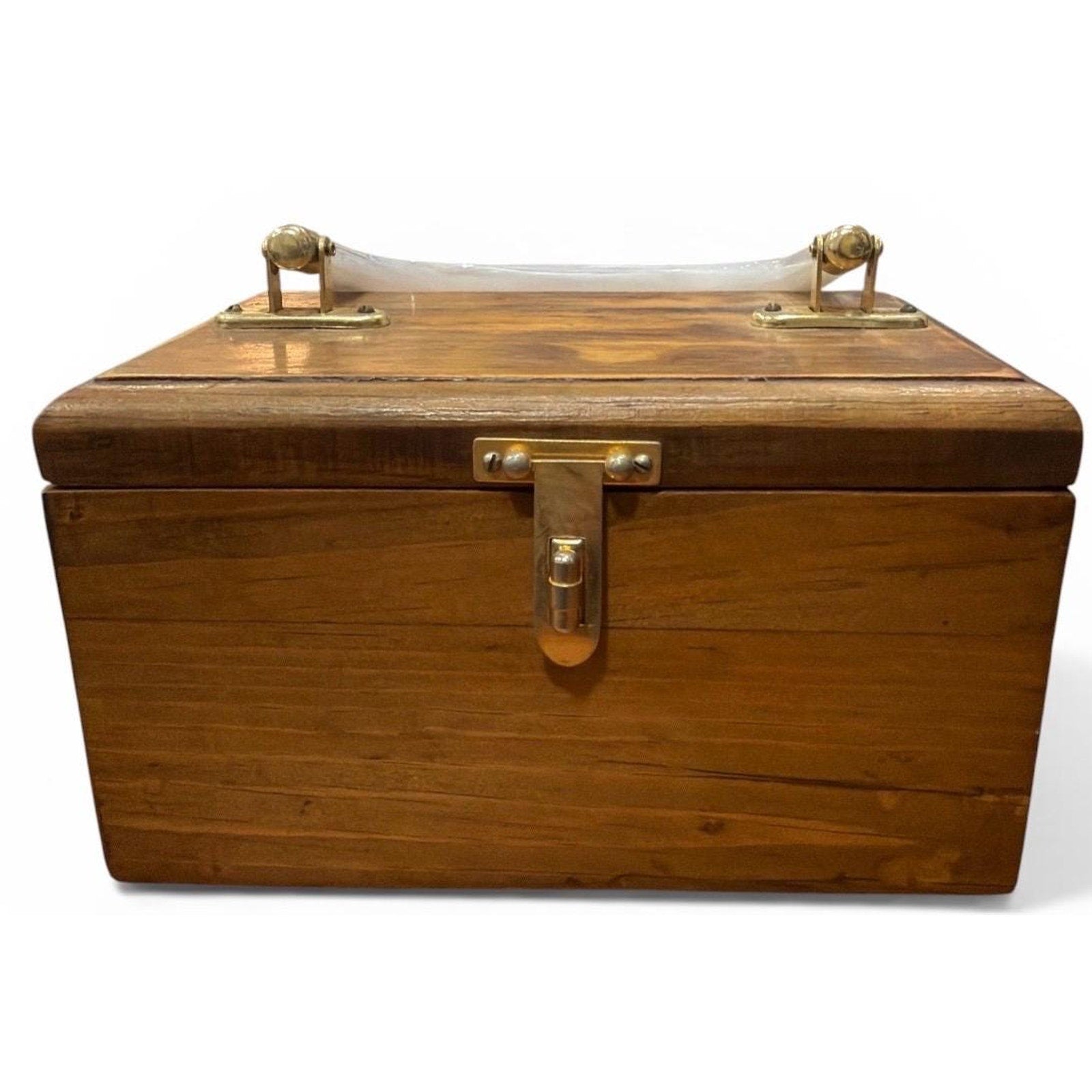 Vintage Wooden Box Purse with Pearl Lucite Handle – Mid Century Style Bag