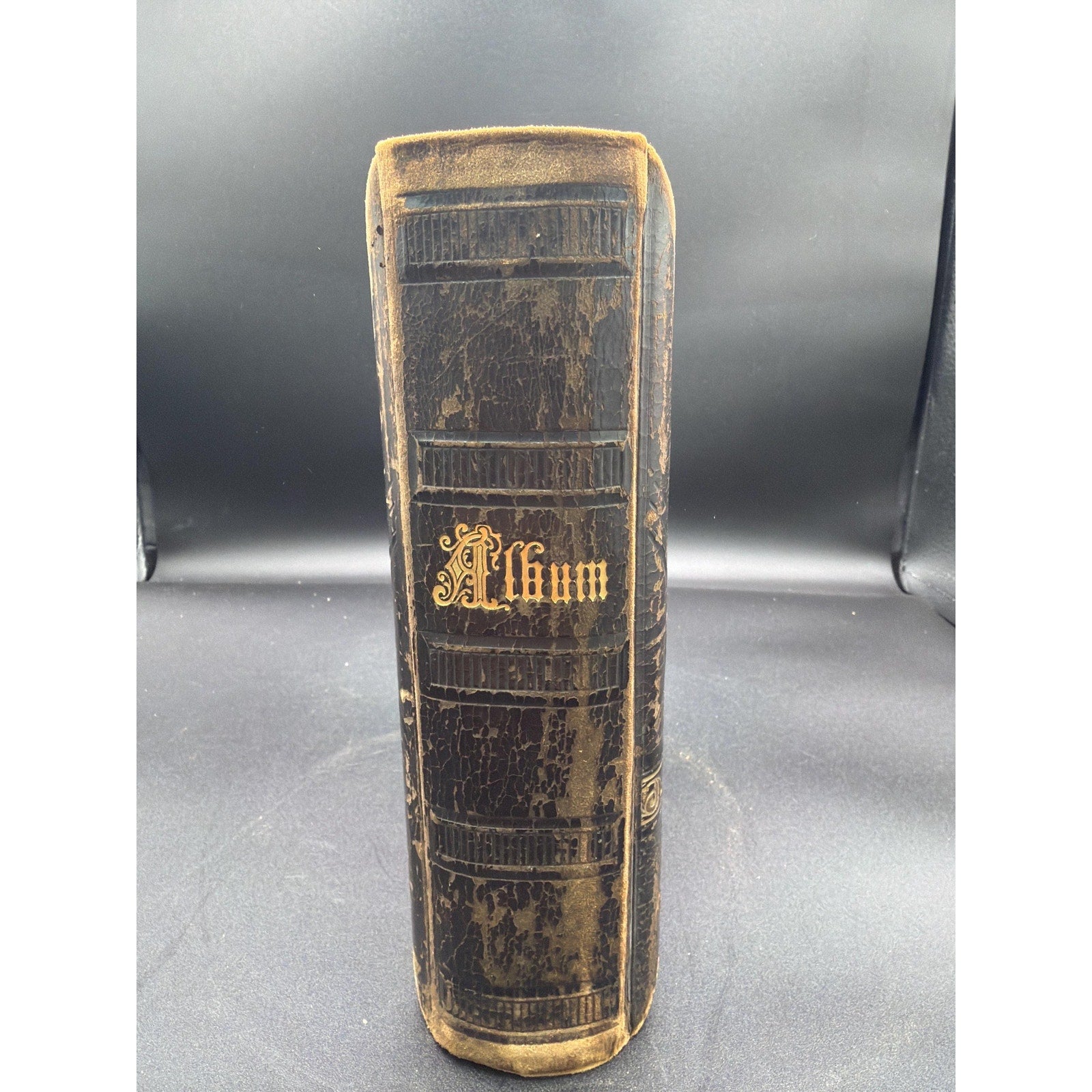 Antique Victorian Leather Photo Album 36 Cabinet Cards c1885 1895