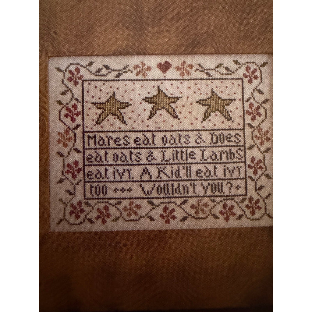 La-D-Da Mares Eat Oats Cross Stitch Folk Art Sampler NOS