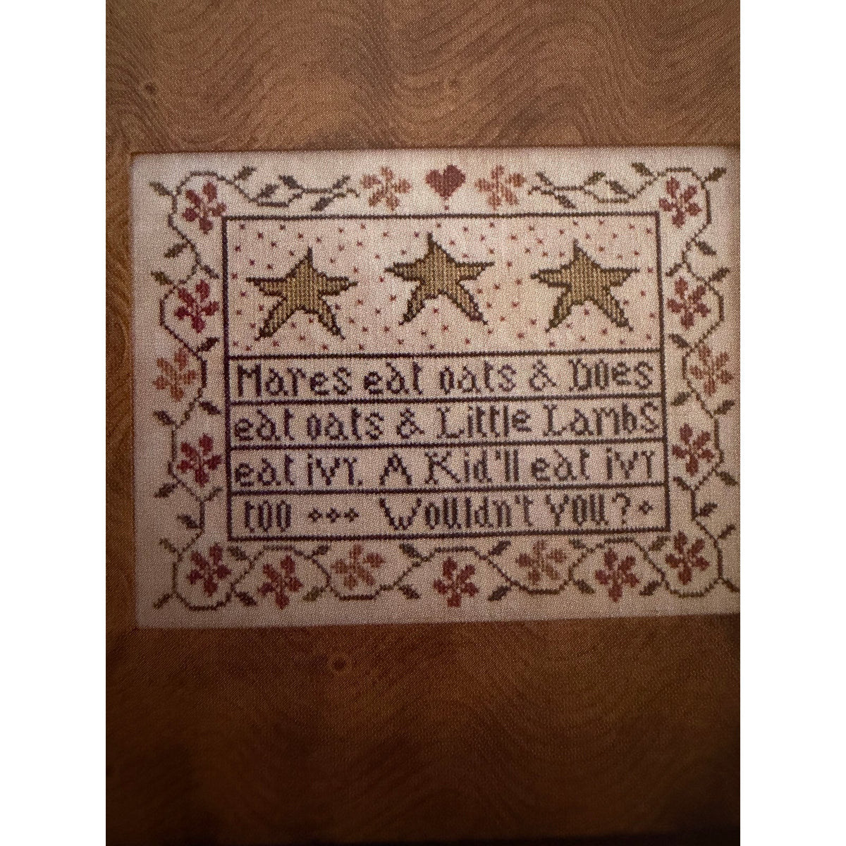 La-D-Da Mares Eat Oats Cross Stitch Folk Art Sampler NOS