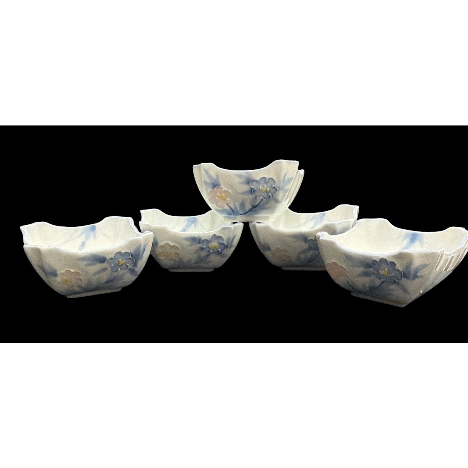 Set of 5 Vintage Floral Ceramic Dishes | Cottagecore Trinket Bowls | Ring Dishes | Herb Planters | Shabby Chic Decor