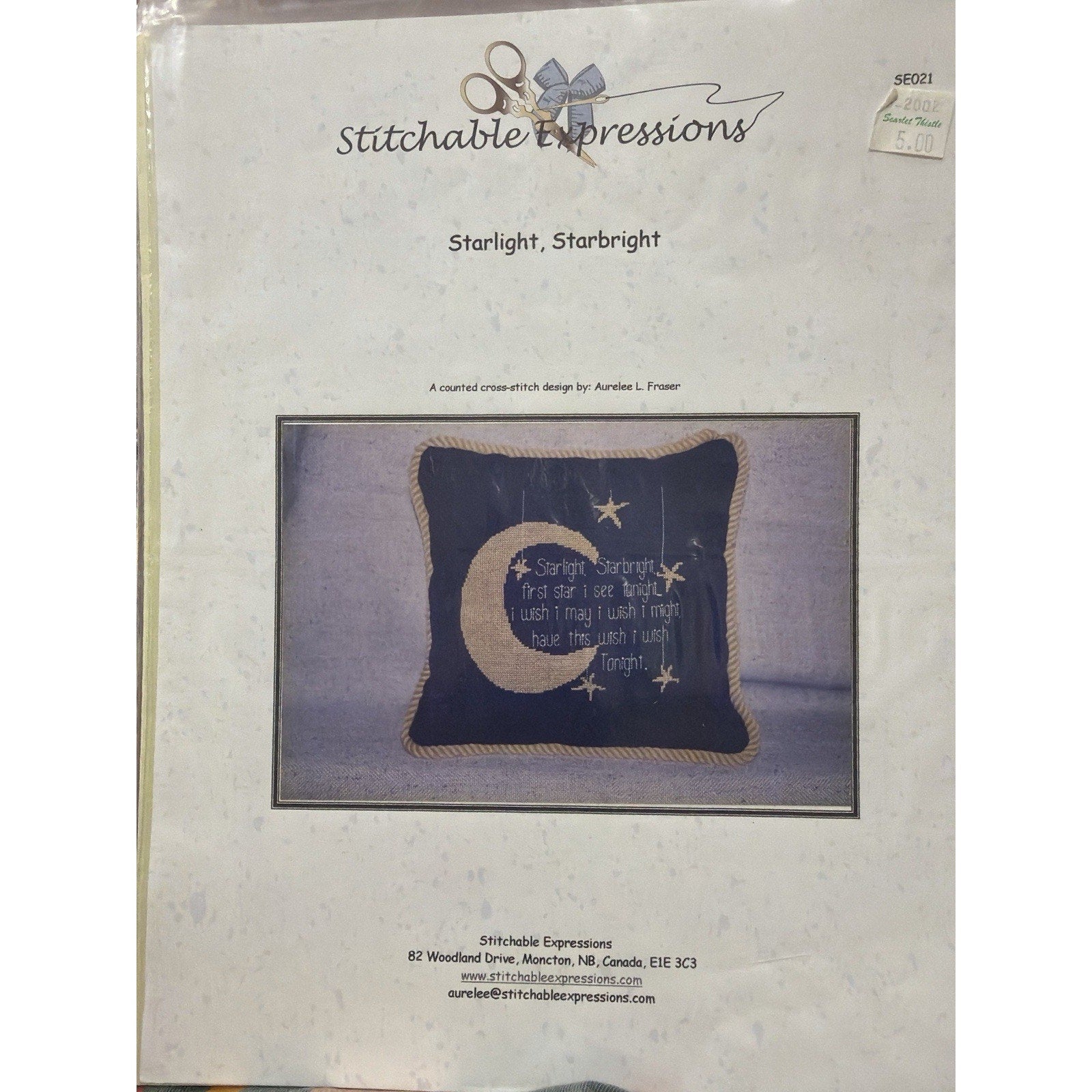 Stitchable Expressions Starlight Starbright Cross Stitch Pattern 2001 SE021