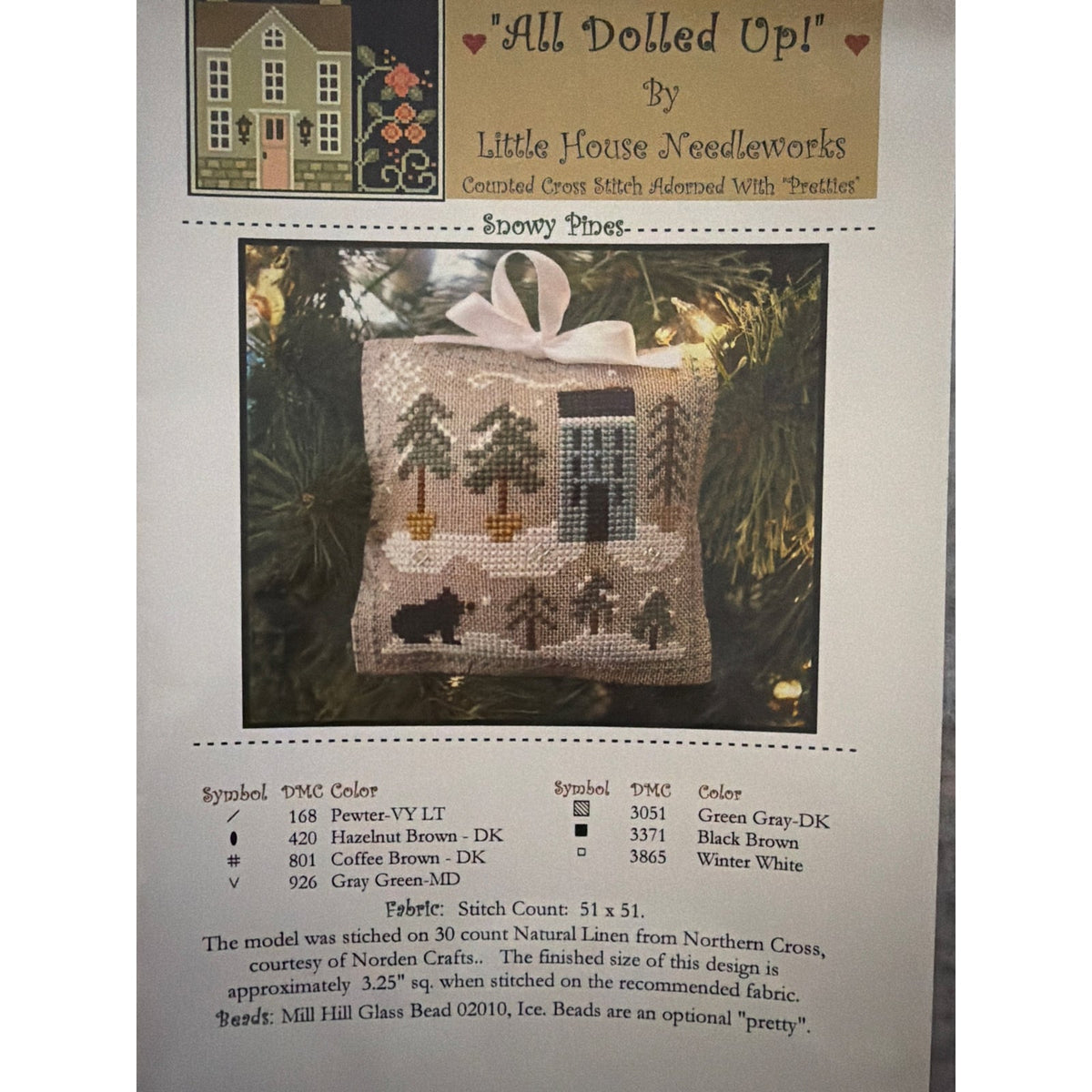 Little House Needleworks Snowy Pines ADU-13 Christmas NOS