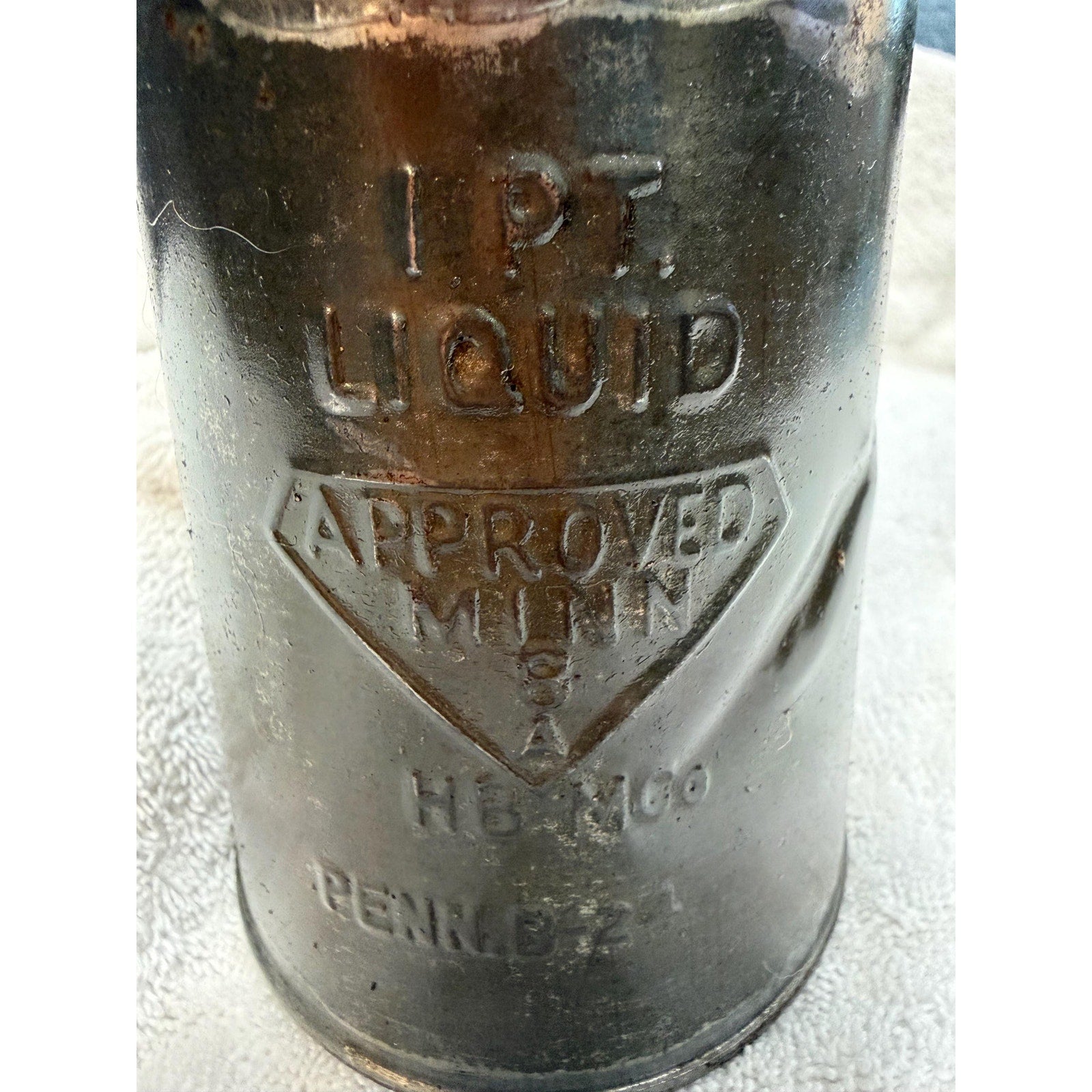 Antique 1 Pint Liquid Measure Tin Pitcher | Primitive Farmhouse Metal Can