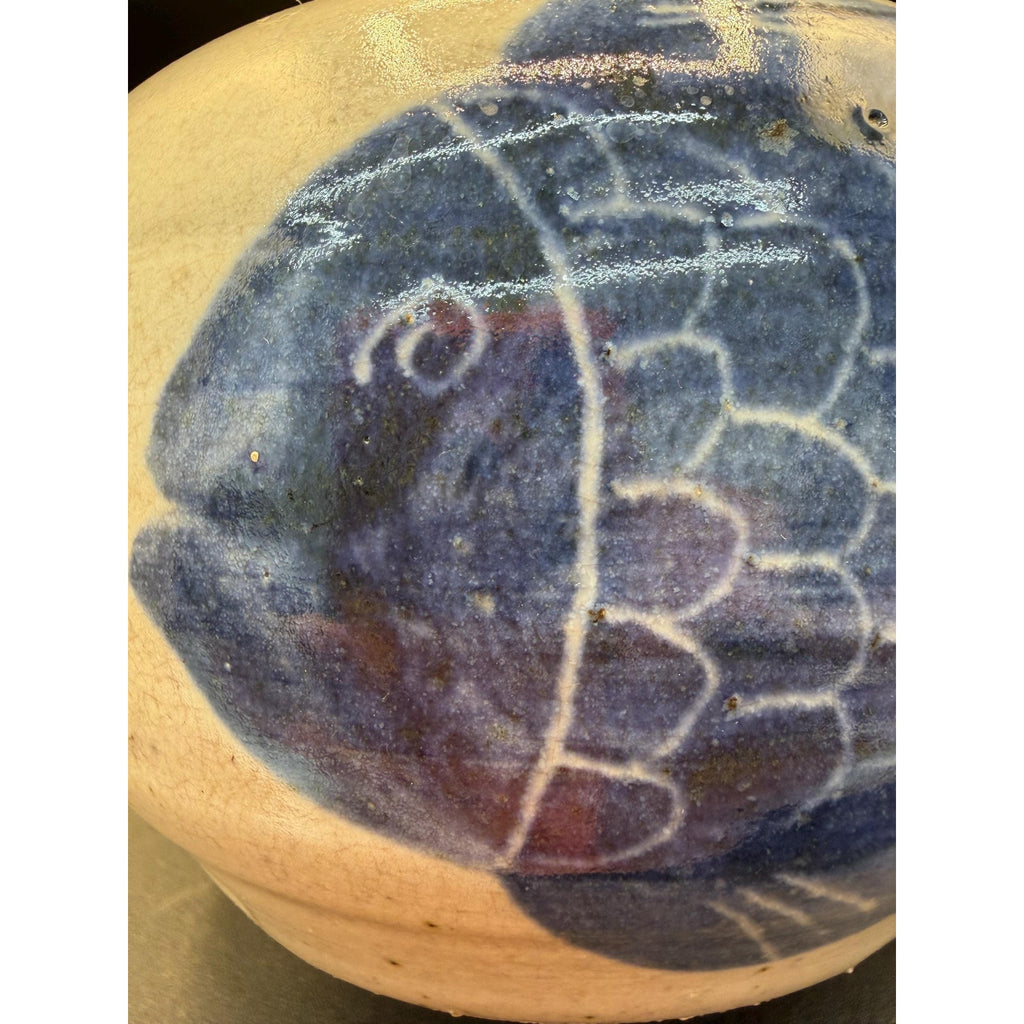 Andy Cochran Studio Pottery Oil Lamp: Fish Motif Stoneware, Signed Andy