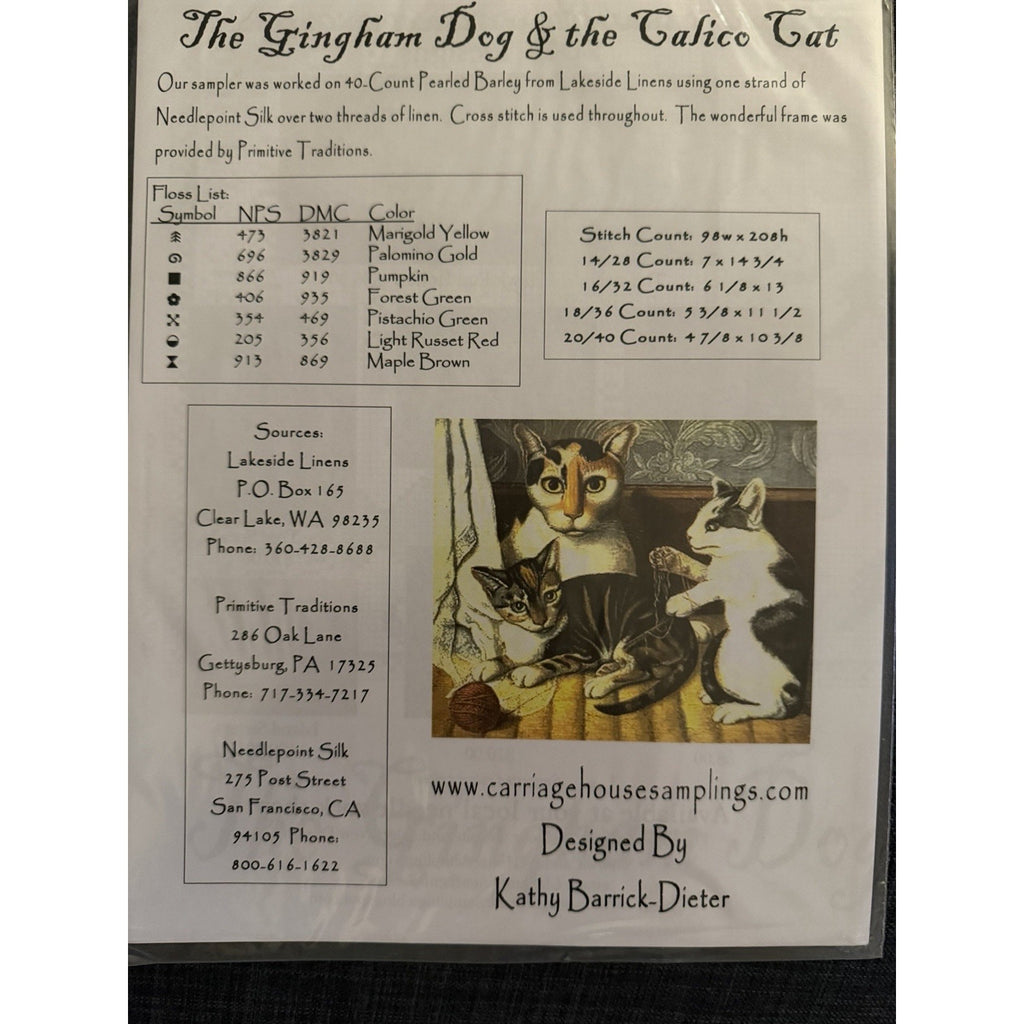 Carriage House SamplingsGingham Dog & the Calico Cat Cross Stitch Pattern