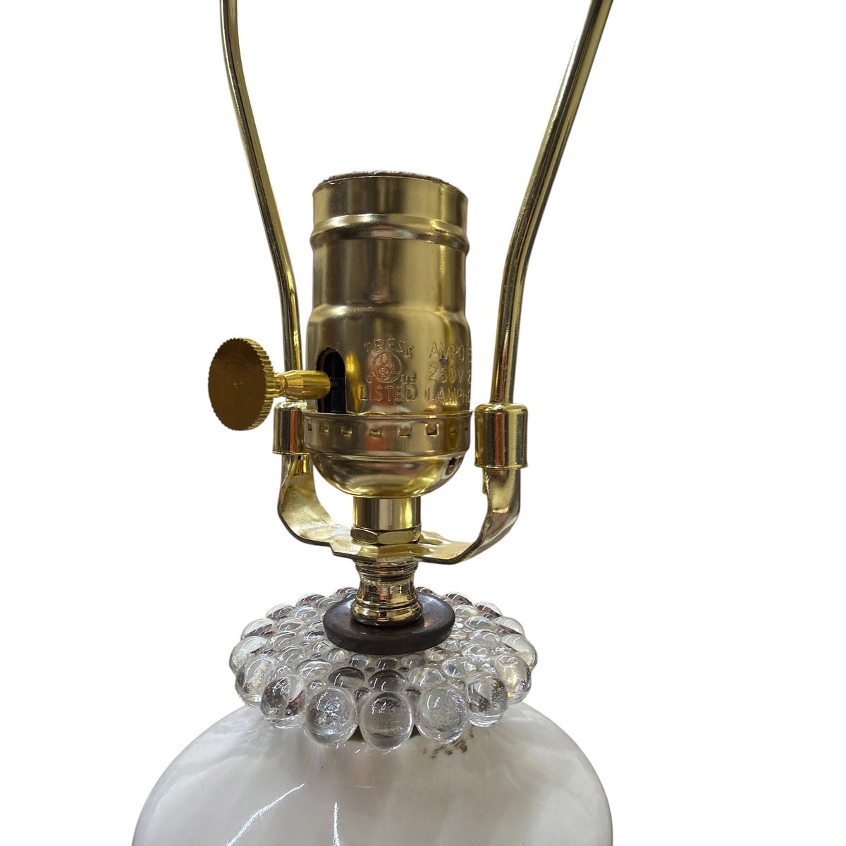 Vintage White and Gold Ceramic Table Lamps Pair Professionally Rewired