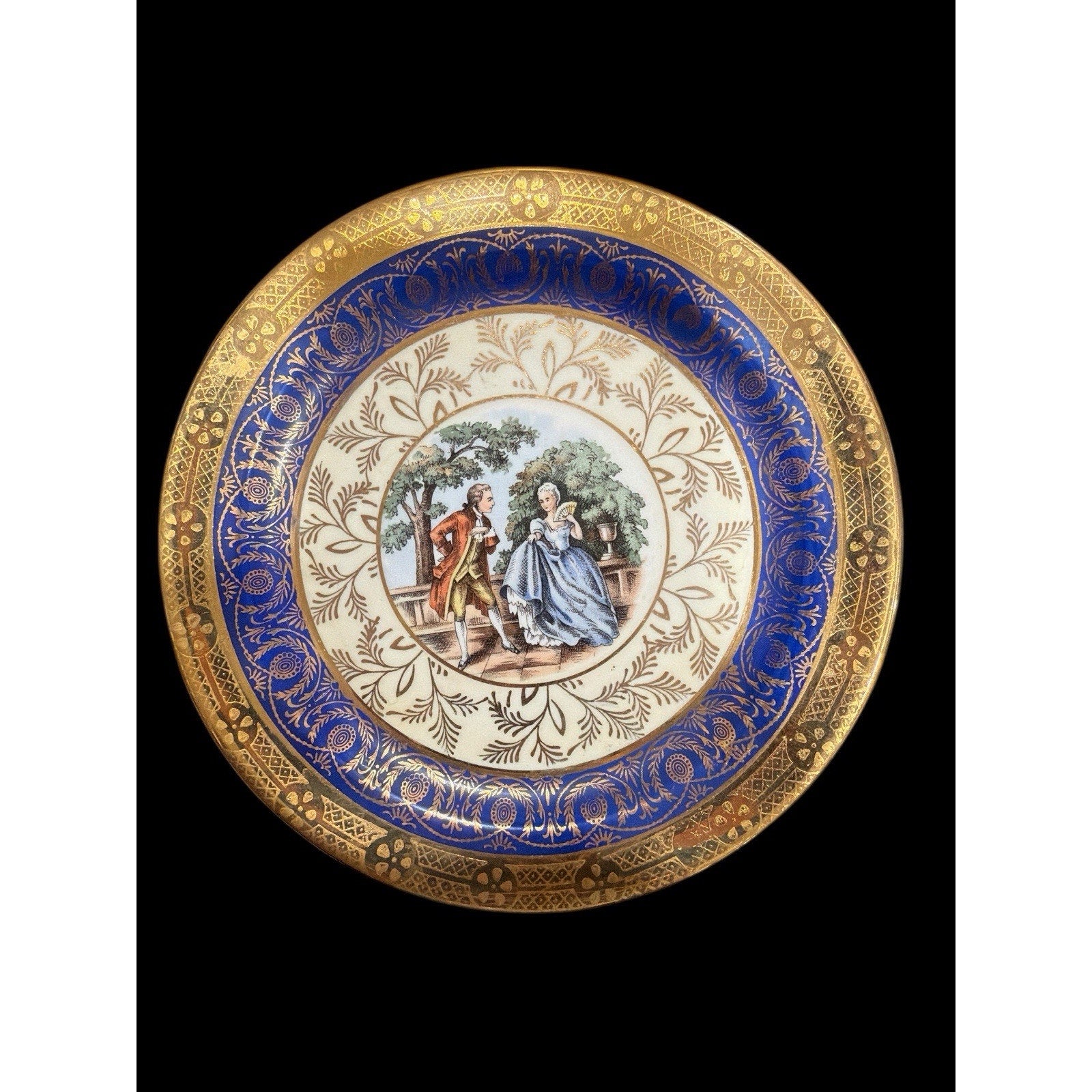Vintage Taylor Smith & Taylor Bromley Bread Plates Set of 8 Gold Blue USA