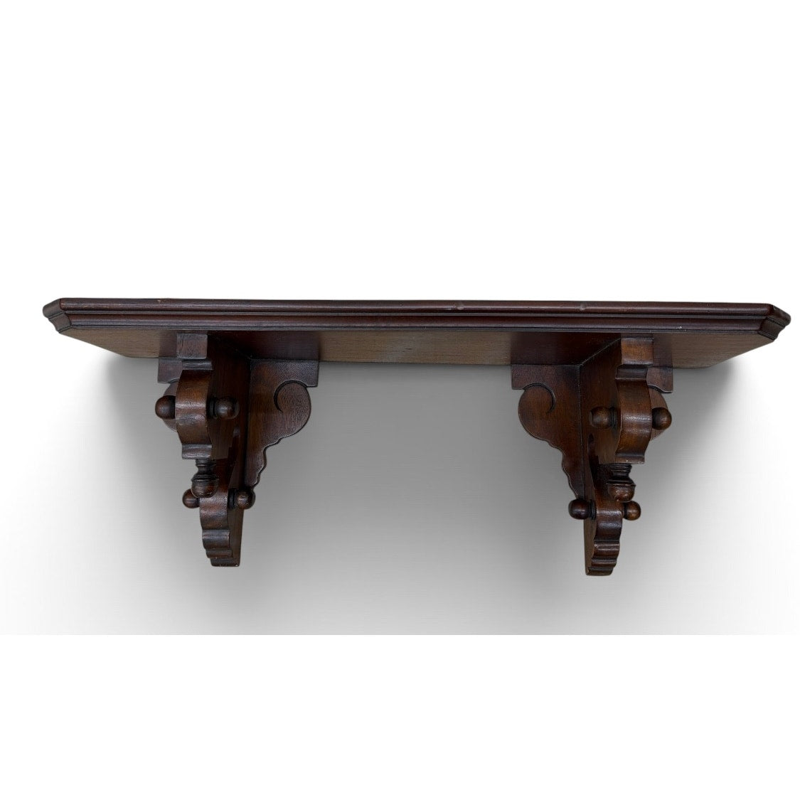 Vintage Solid Wood Plate Display Shelf with Carved Corbels, Colonial Revival