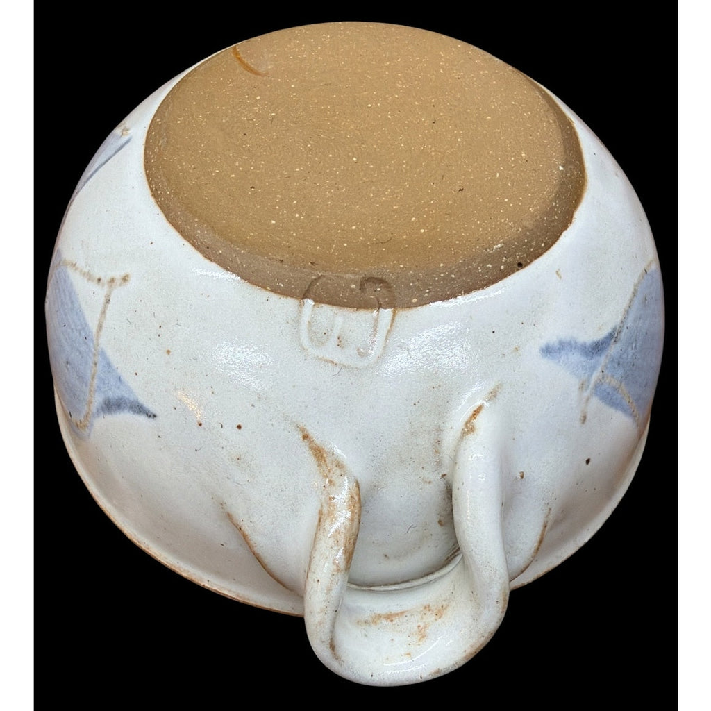 Vintage Studio Pottery Pouring Bowls Pair Hand Thrown Blue Ivory Stoneware – additional view 4