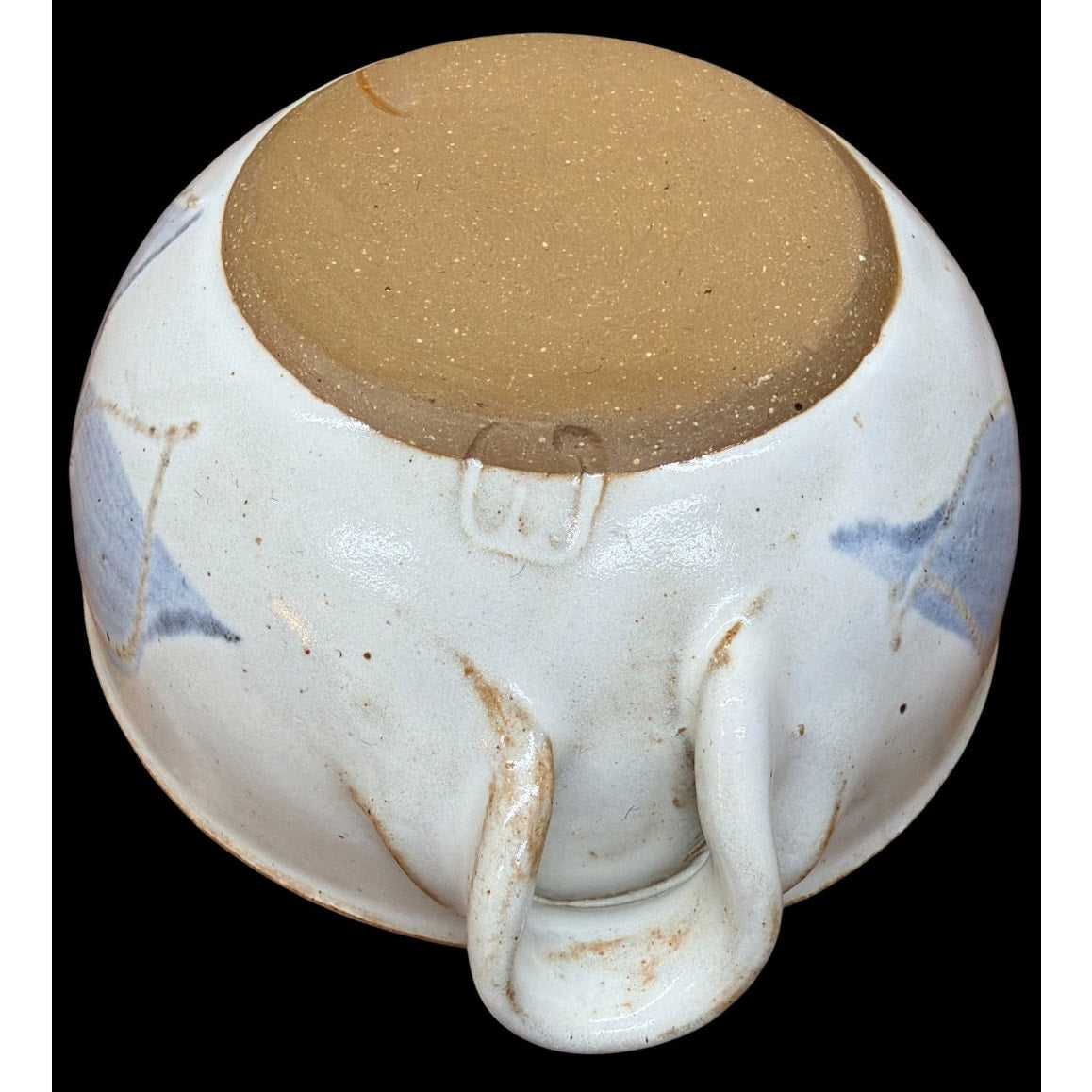 Vintage Studio Pottery Pouring Bowls Pair Hand Thrown Blue Ivory Stoneware – additional view 4