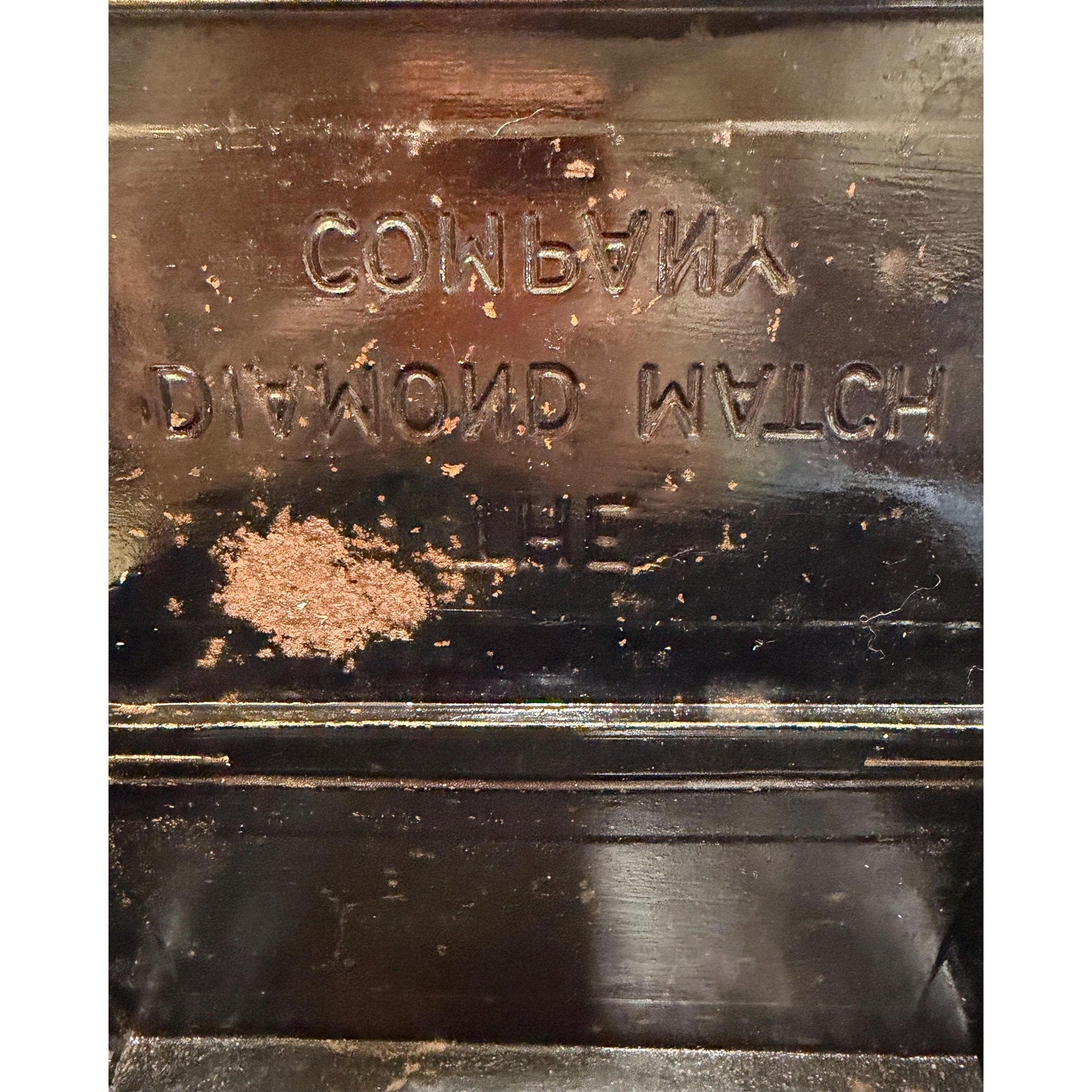Antique Diamond Match Company Tin Box: Primitive Fireplace Storage Container