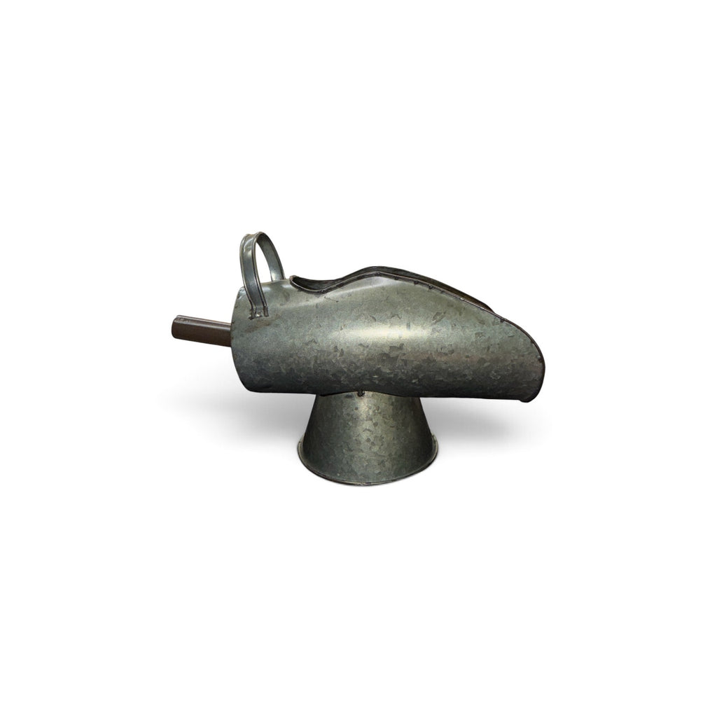 Primitive Ash Scoop Reproduction Galvanized Metal on Stand 14 Inch
