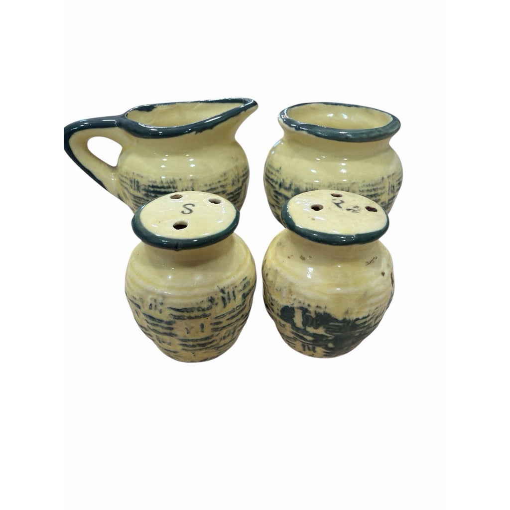 Miniature Vintage Japan Creamer Sugar Salt Pepper Set Hand Painted 4 Pc