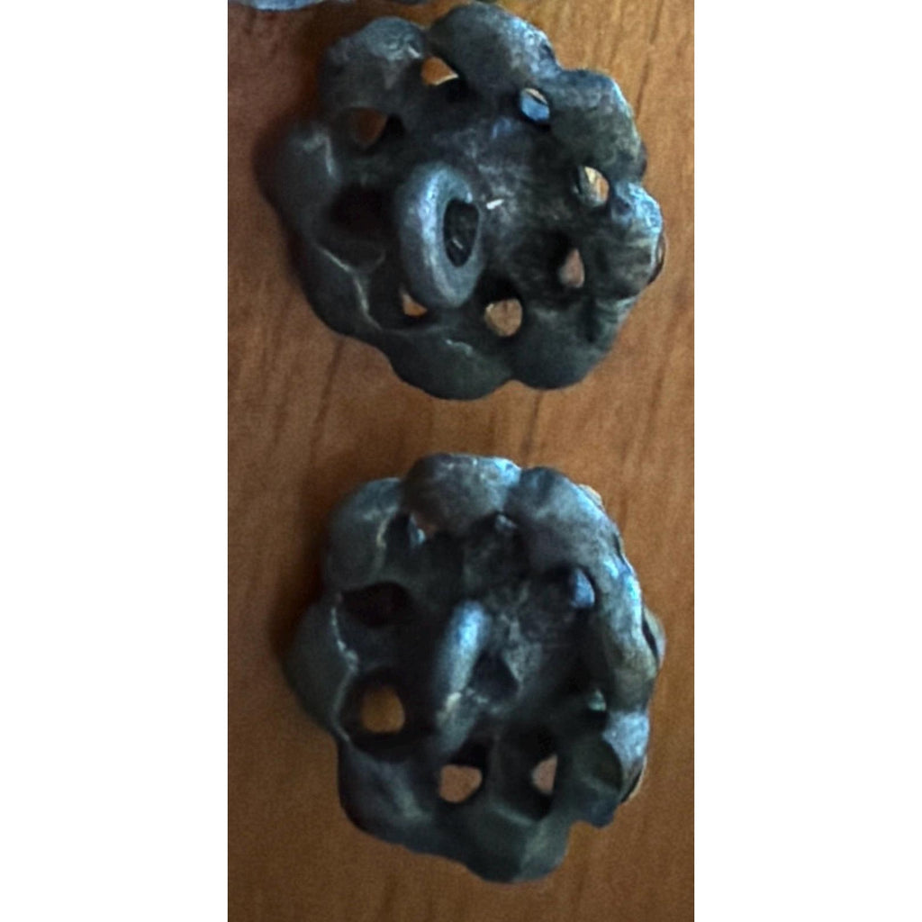 Vintage Rhinestone Buttons Round Cluster Pair Jewelry Supply Upcycle Findings