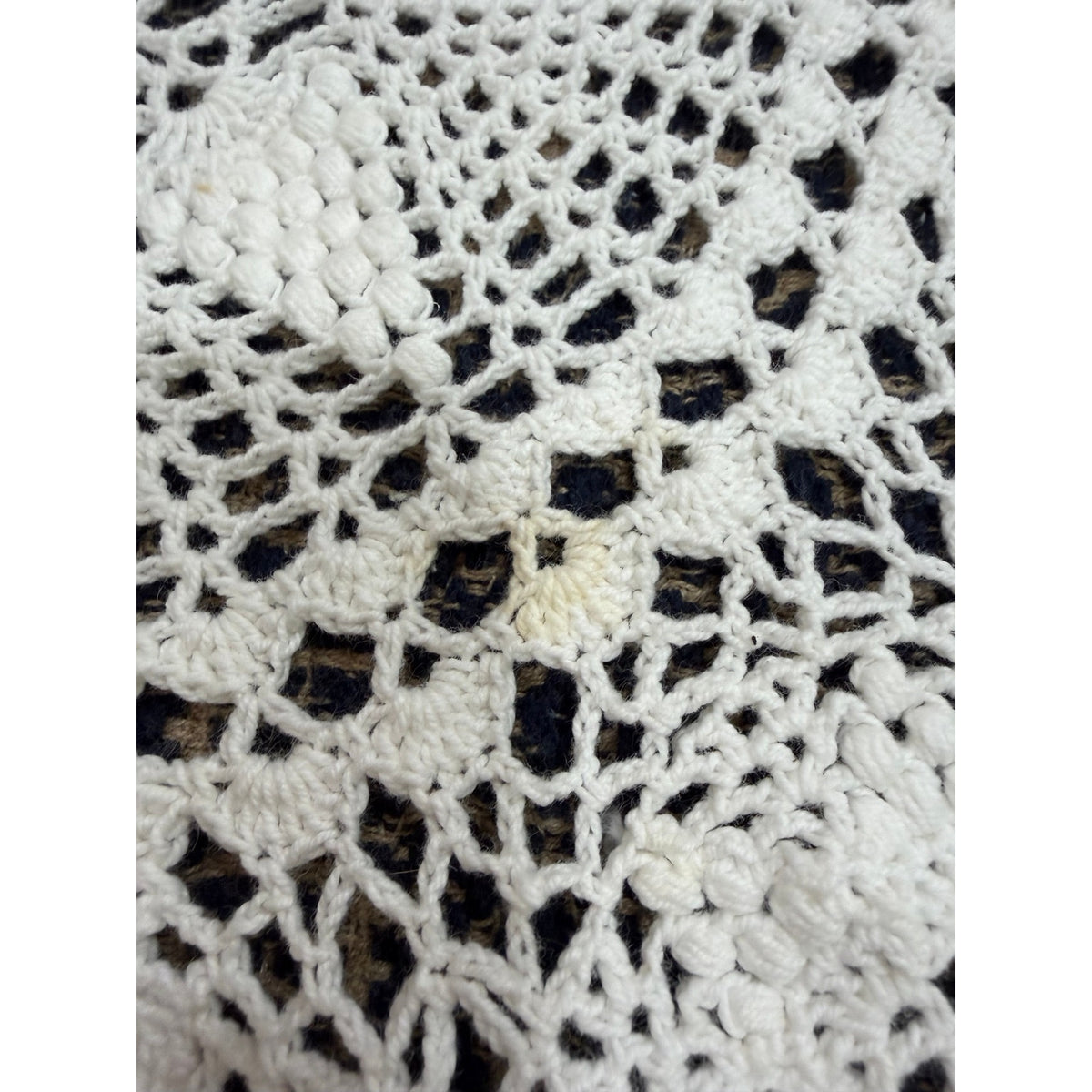 Vintage Hand Crochet Lace Tablecloth 57" Round Floral Wedding Table Linen – additional view 13