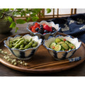 Vintage Studio Pottery Bowls Set of 3 Cobalt Blue Scalloped Dessert Rice Bowls