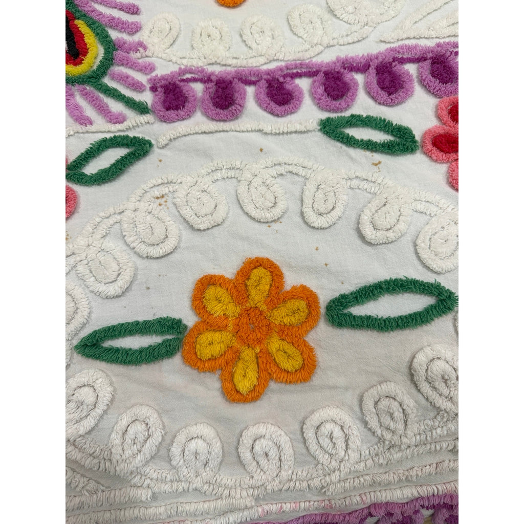 Vintage Peacock Chenille Bedspread Full Double 88 x 100 ** READ **