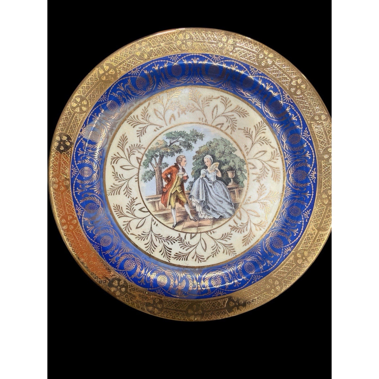 Vintage Taylor Smith & Taylor Bromley Bread Plates Set of 8 Gold Blue USA