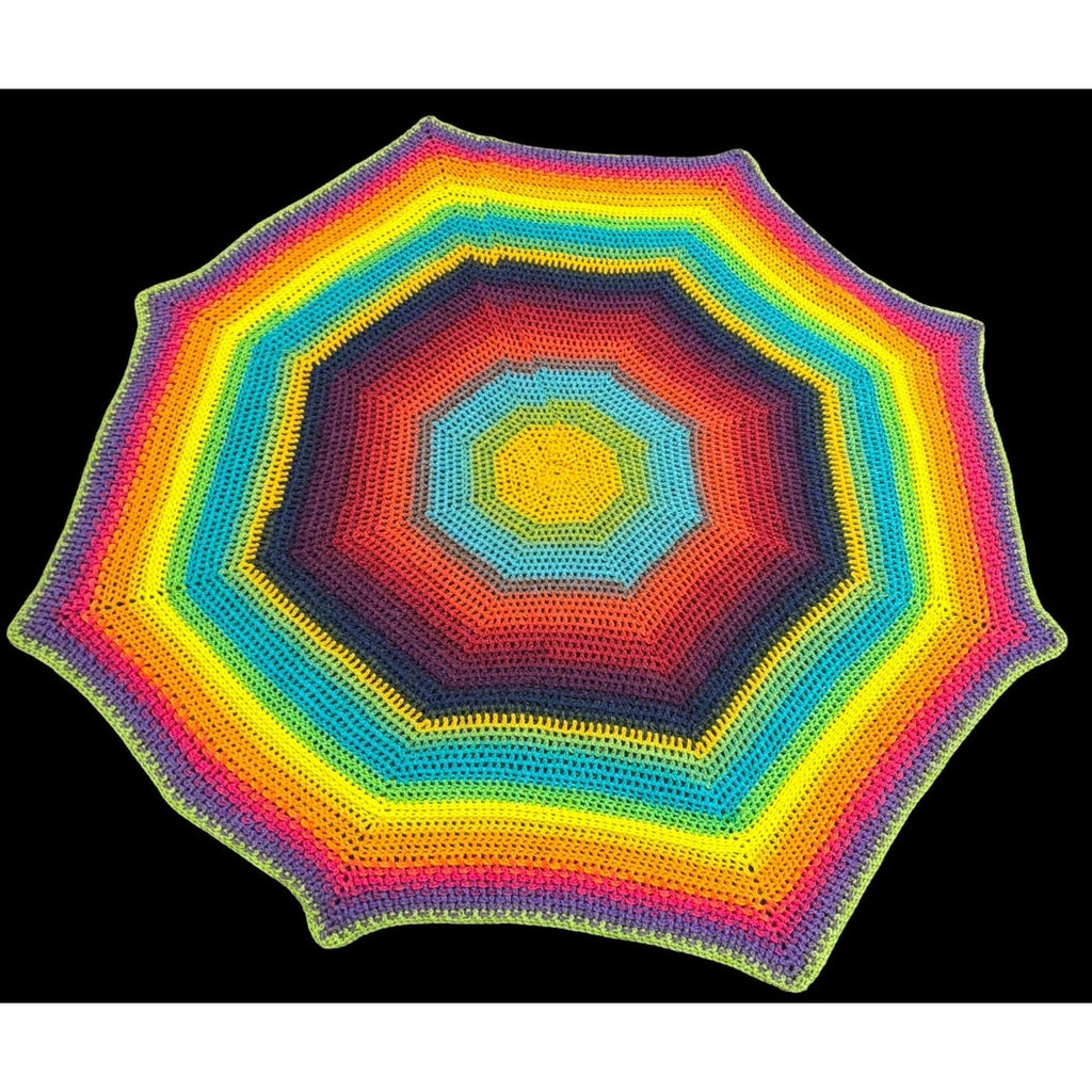 Handmade Rainbow Crochet Afghan 55 Inch Eight Point Star Spiderweb Throw – additional view 2