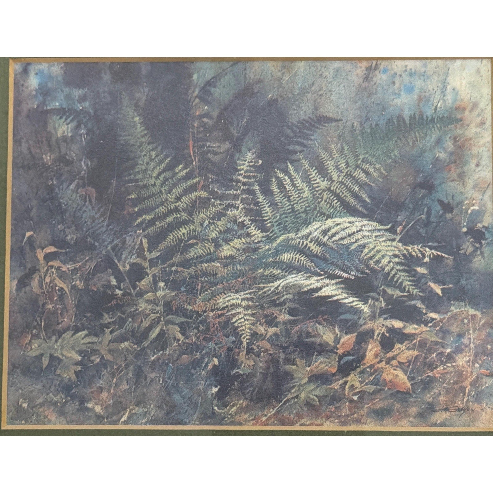 Vintage Fern Botanical Print Framed Woodland Art Cottagecore Nature Decor