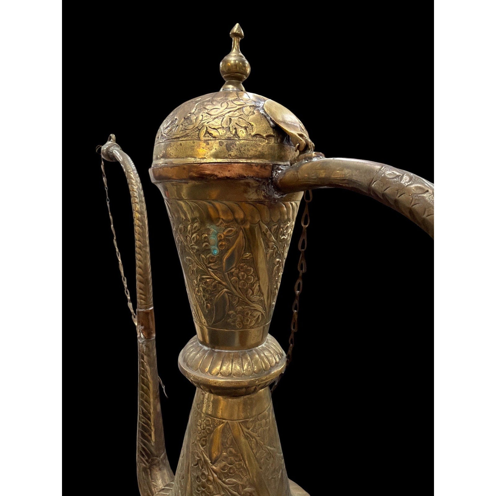 Monumental Vintage Brass Ewer Urn | 28" Hand-Worked Brass & Copper Vessel