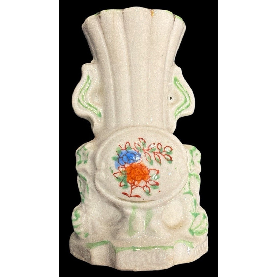 Vintage Japan Hand Painted Ceramic Bud Vase Raised Floral Cottage Decor