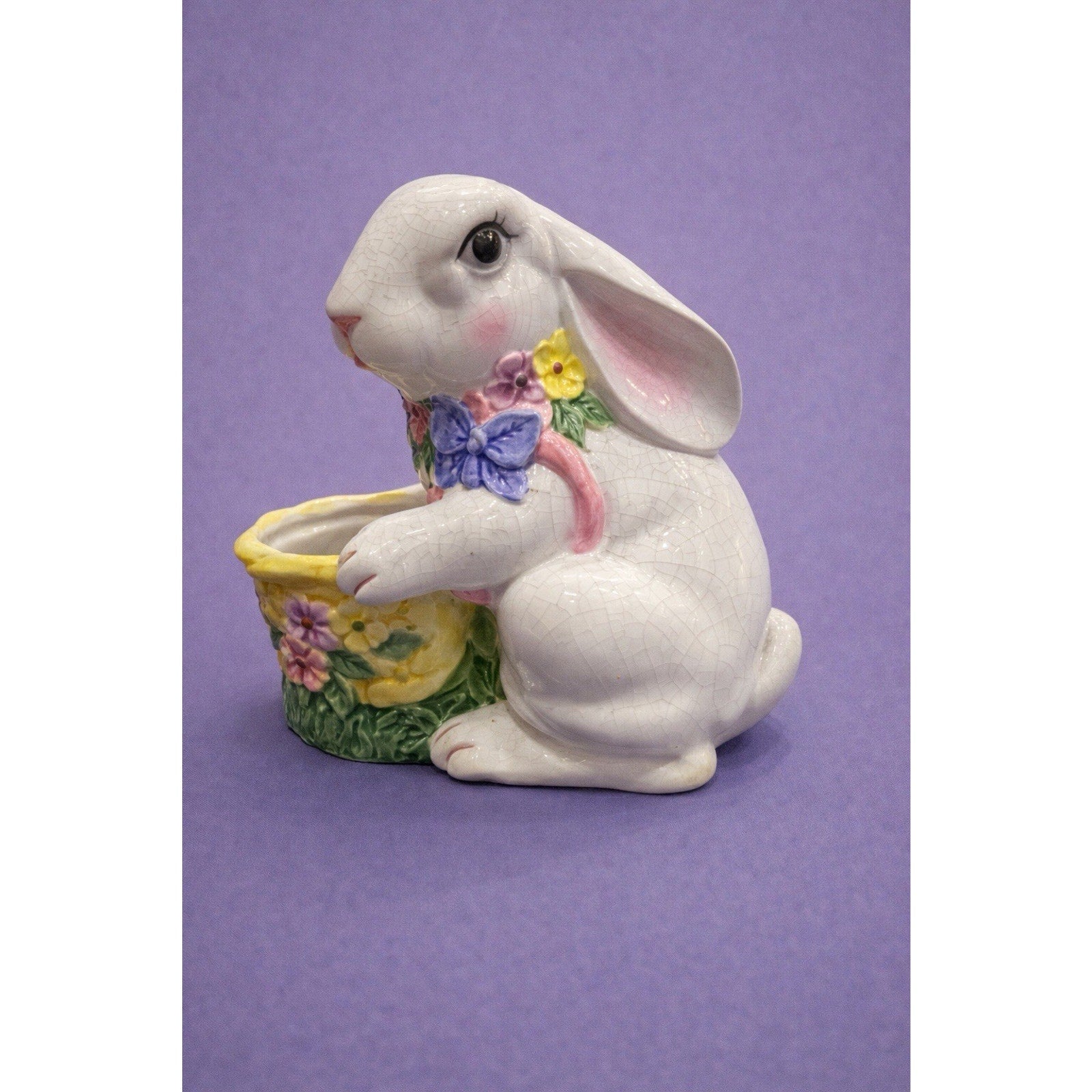 Vintage Ceramic Rabbit Planter | Mid-Century Easter Bunny Basket