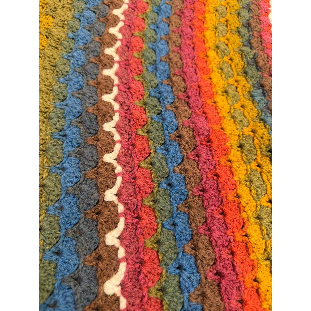 Handmade Crochet Lapghan Autumn Kaleidoscope Multicolor Square Throw 39"