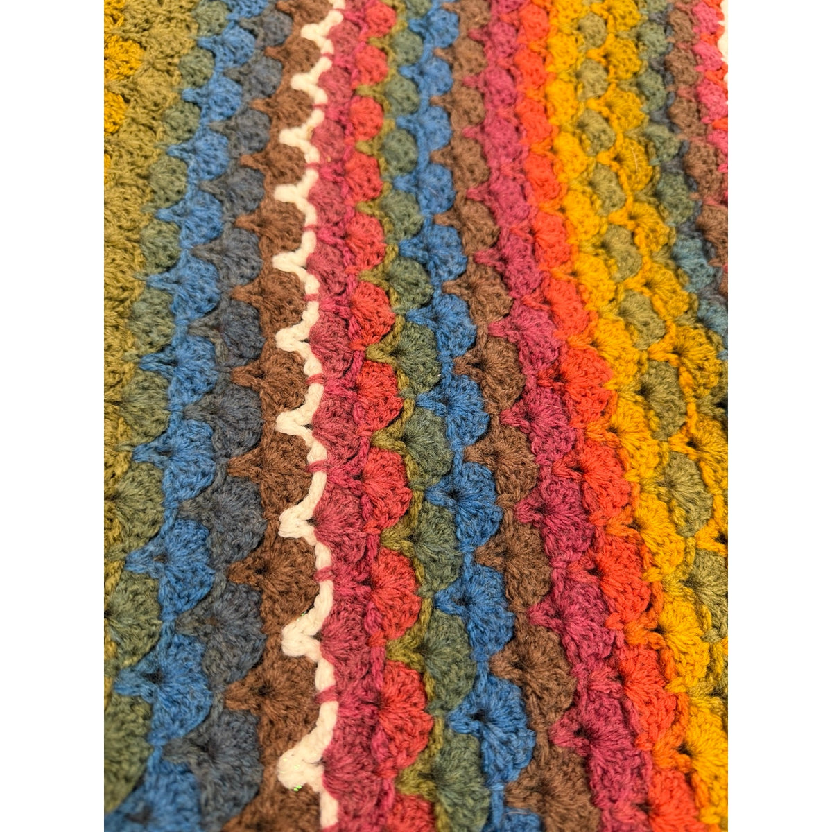 Handmade Crochet Lapghan Autumn Kaleidoscope Multicolor Square Throw 39"