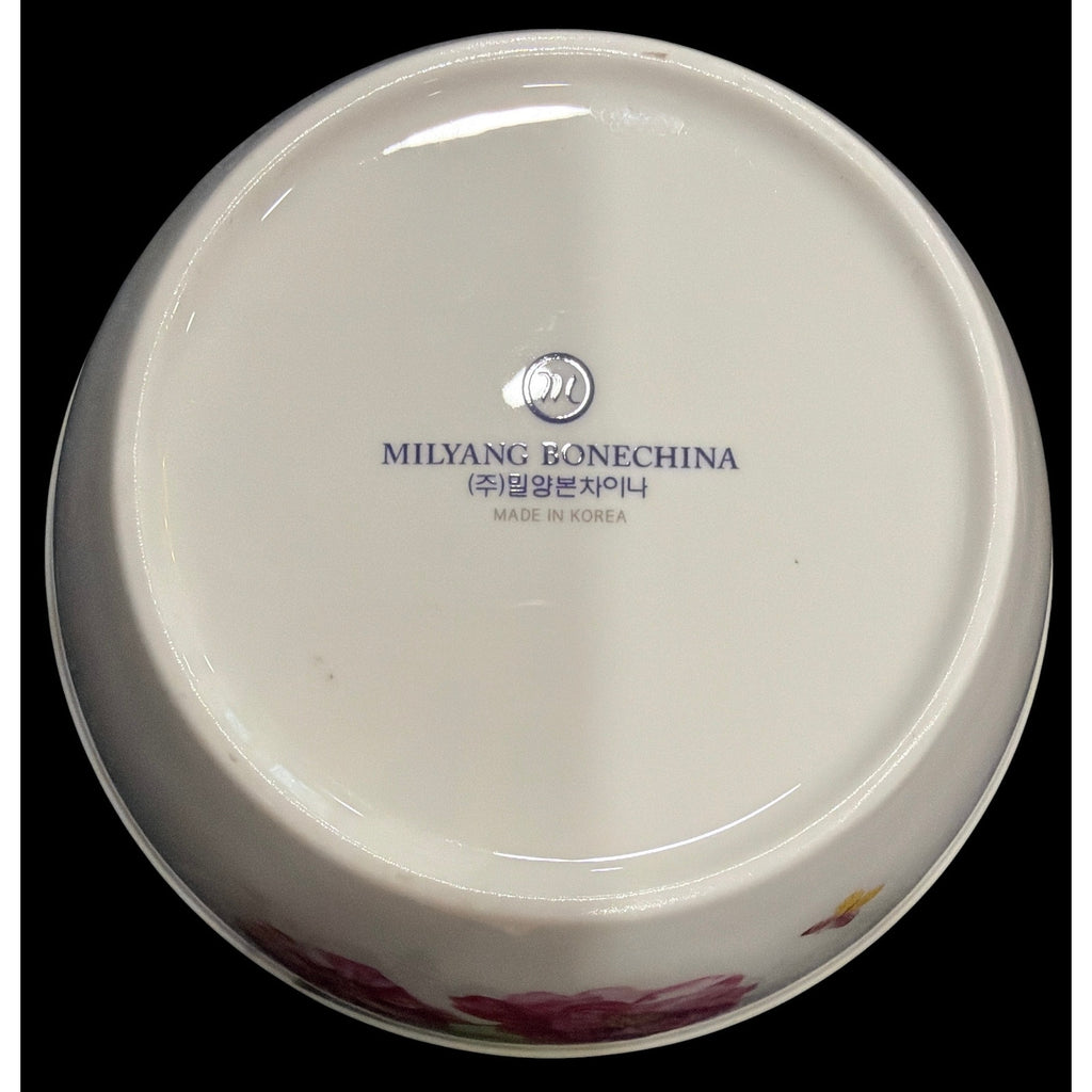 Vintage Milyang Bone China Serving Bowls, Set of 2, Floral Butterfly Bowls
