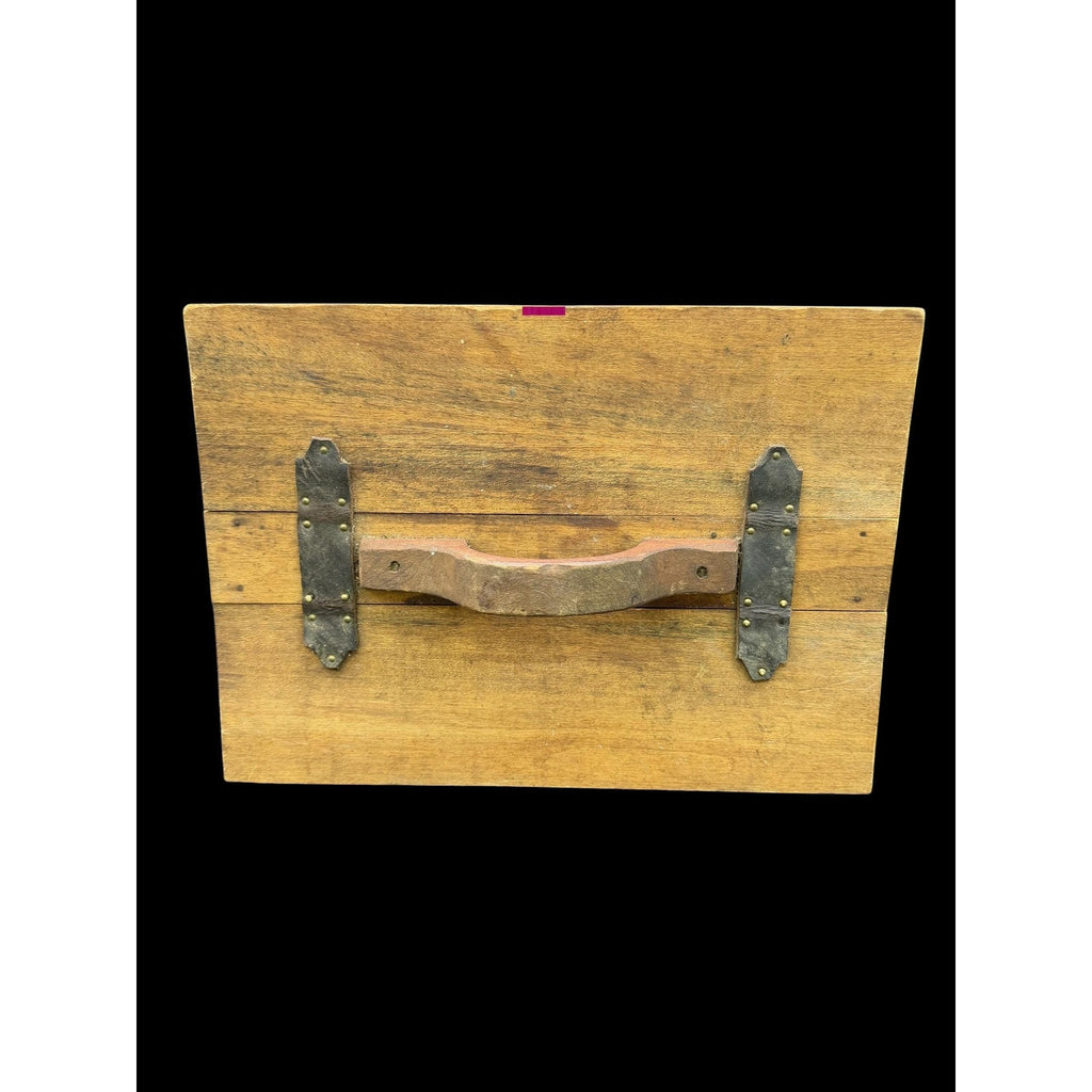 Primitive Folk Art Wooden Box • Hand-Painted Pennsylvania Dutch Tulip Design