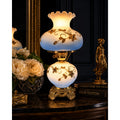Attributed Falkenstein Blue Opaline Gone With the Wind Dual Light Hurricane Lamp