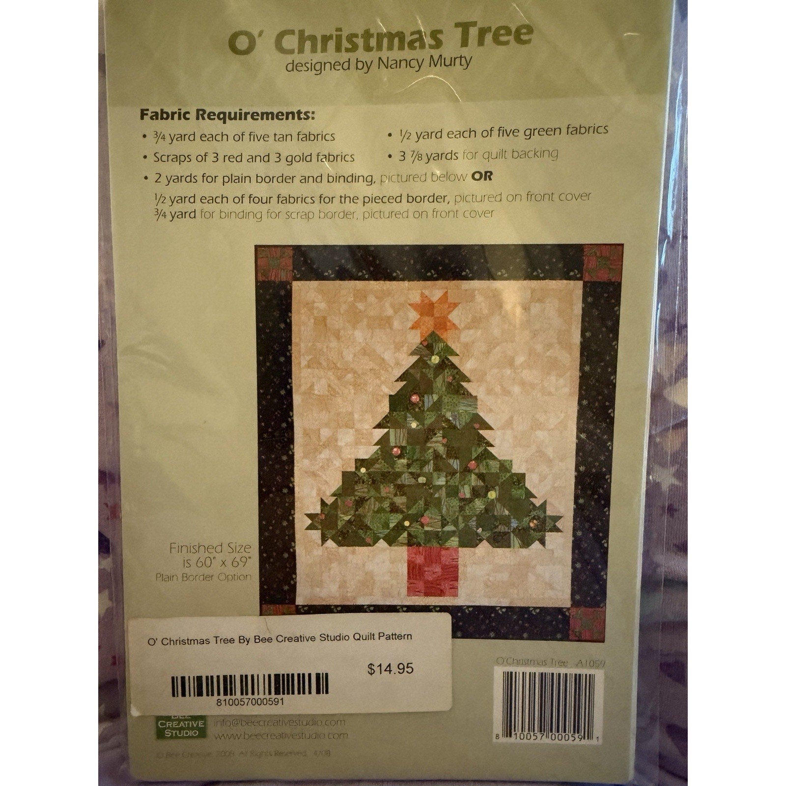 O Christmas Tree Quilt Pattern 60x69 Bee Creative Studio