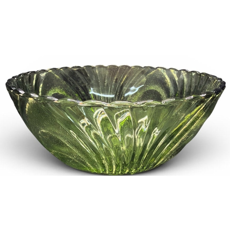 Vintage Evergreen Pressed Glass Serving Bowl 9 Inch Holiday Centerpiece