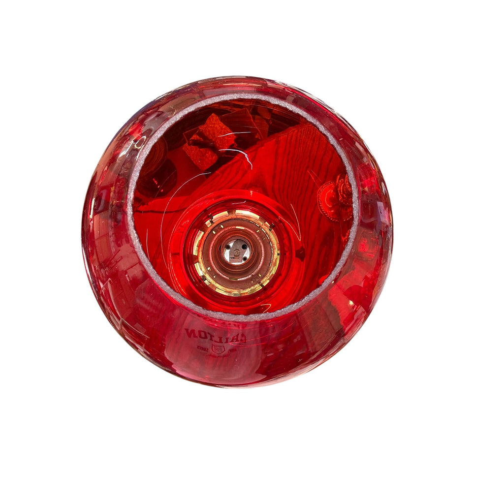 Antique Brass Electric Table Lamp with Ruby Red Glass Globe