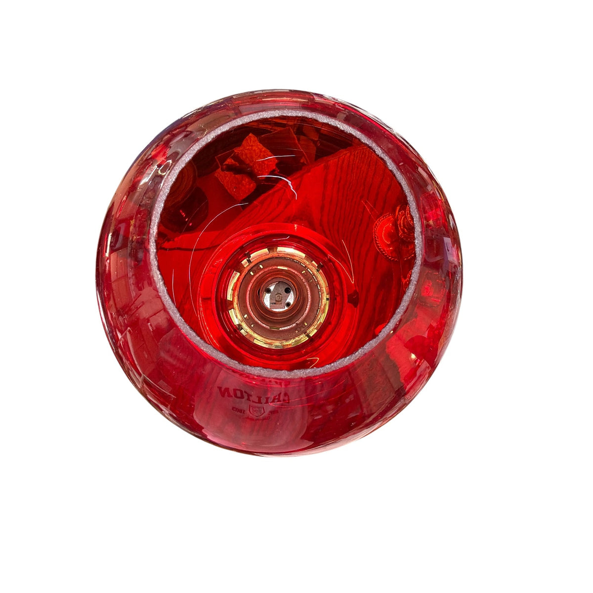 Antique Brass Electric Table Lamp with Ruby Red Glass Globe