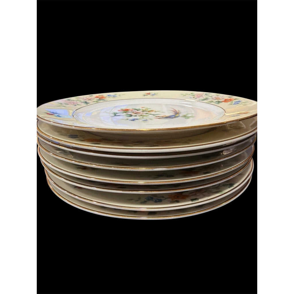Heinrich & Co Selb Bavaria Songbird Salad Plate Floral Gold 8” Sold Individually