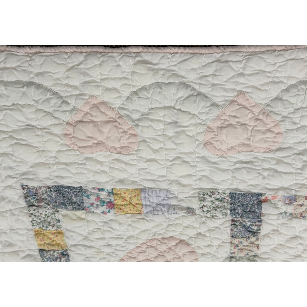 Vintage Hand Quilted Baby Quilt Handmade Nursery Wall Hanging