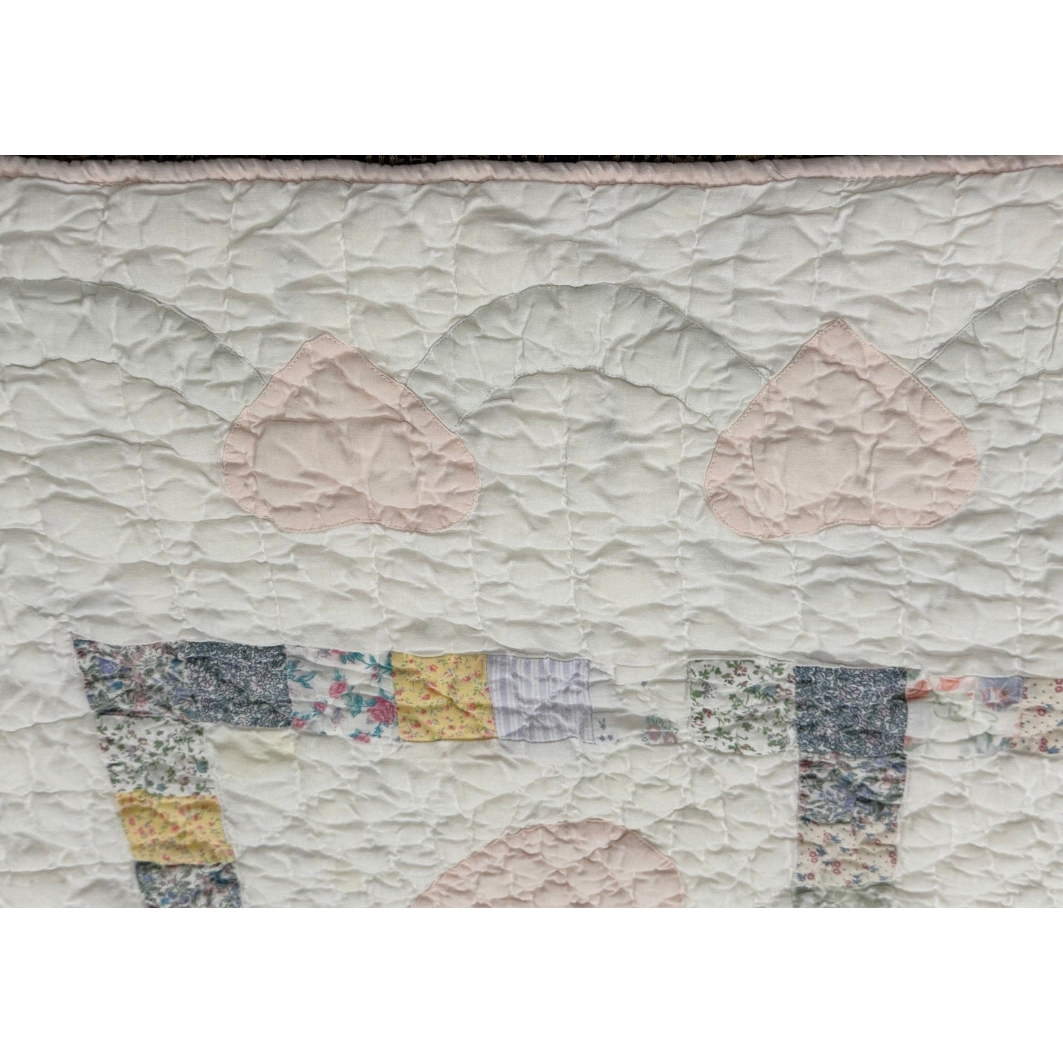 Vintage Hand Quilted Baby Quilt Handmade Nursery Wall Hanging