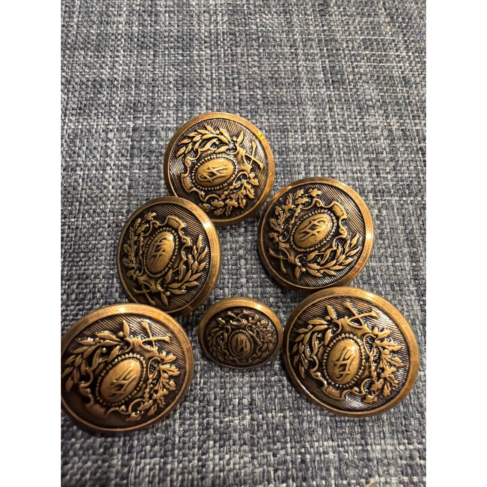 BL-023 Vintage Brass Victorian Style Monogram Buttons Set Coat Blazer