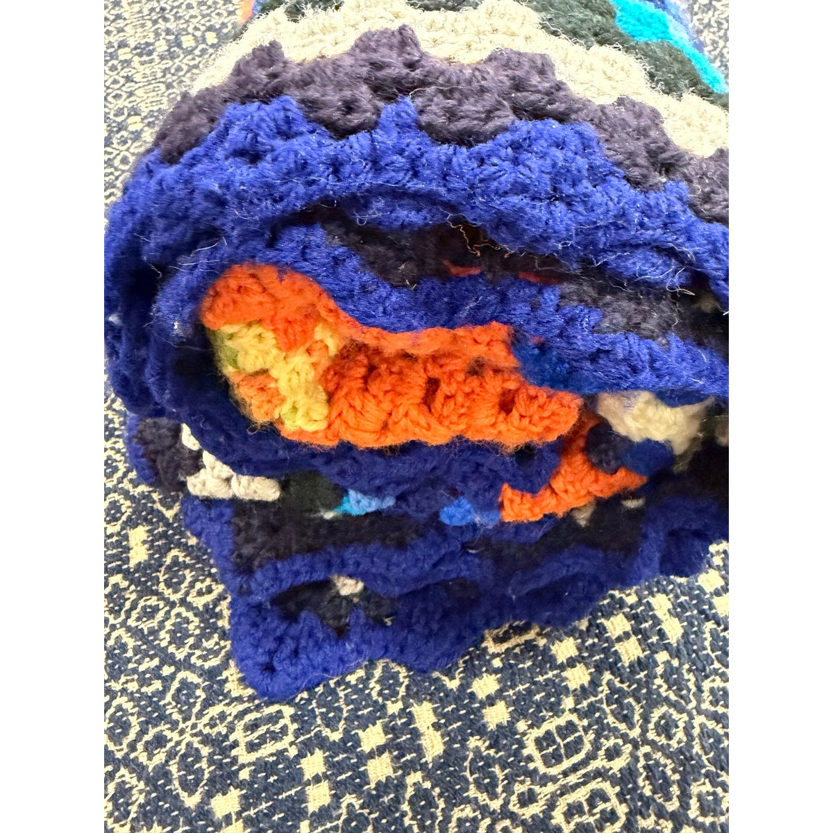 October Sky Handmade Crochet Granny Square Afghan Lap Throw 45 Inch