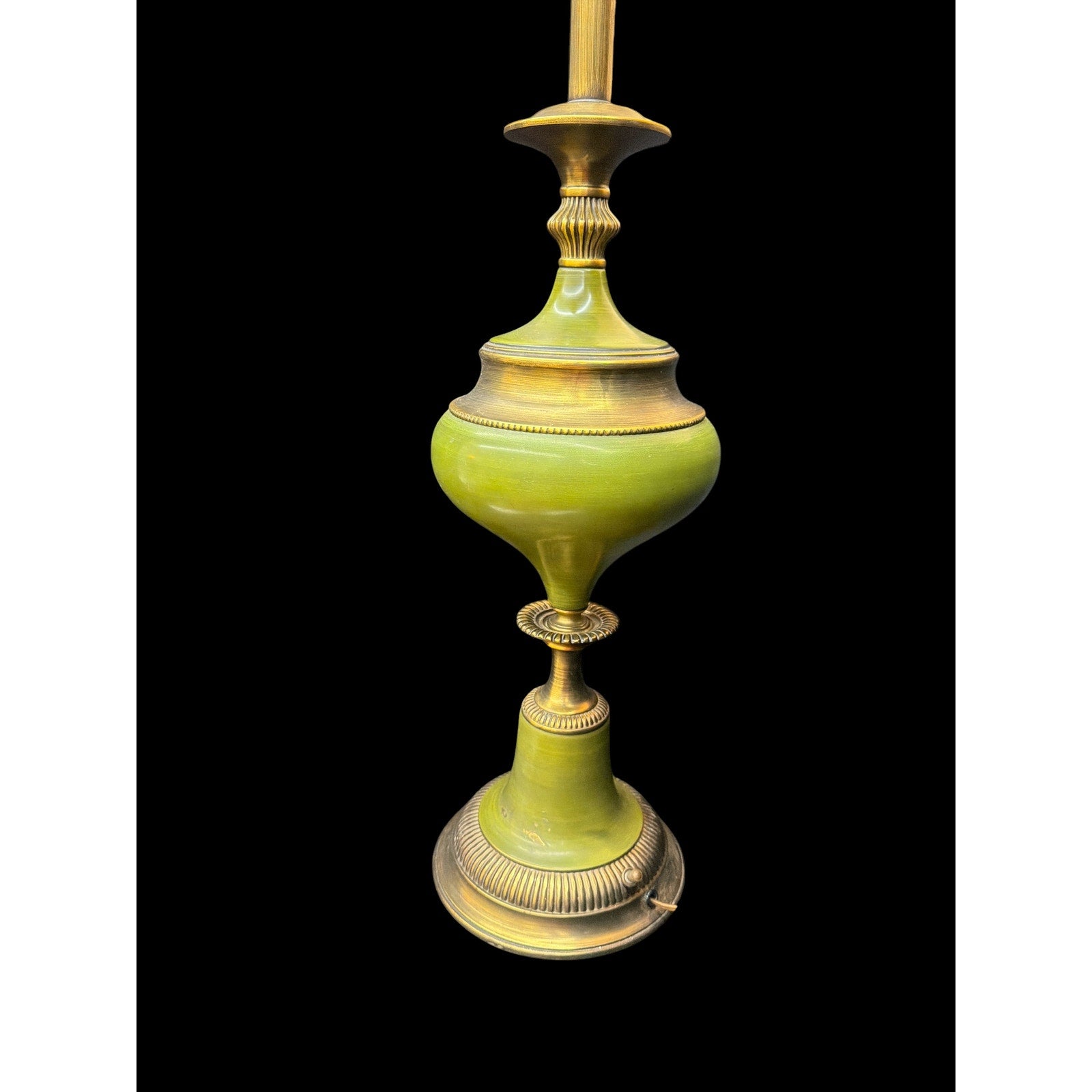 Vintage Avocado Green Brass Table Lamp 31" Hollywood Regency MCM Decor