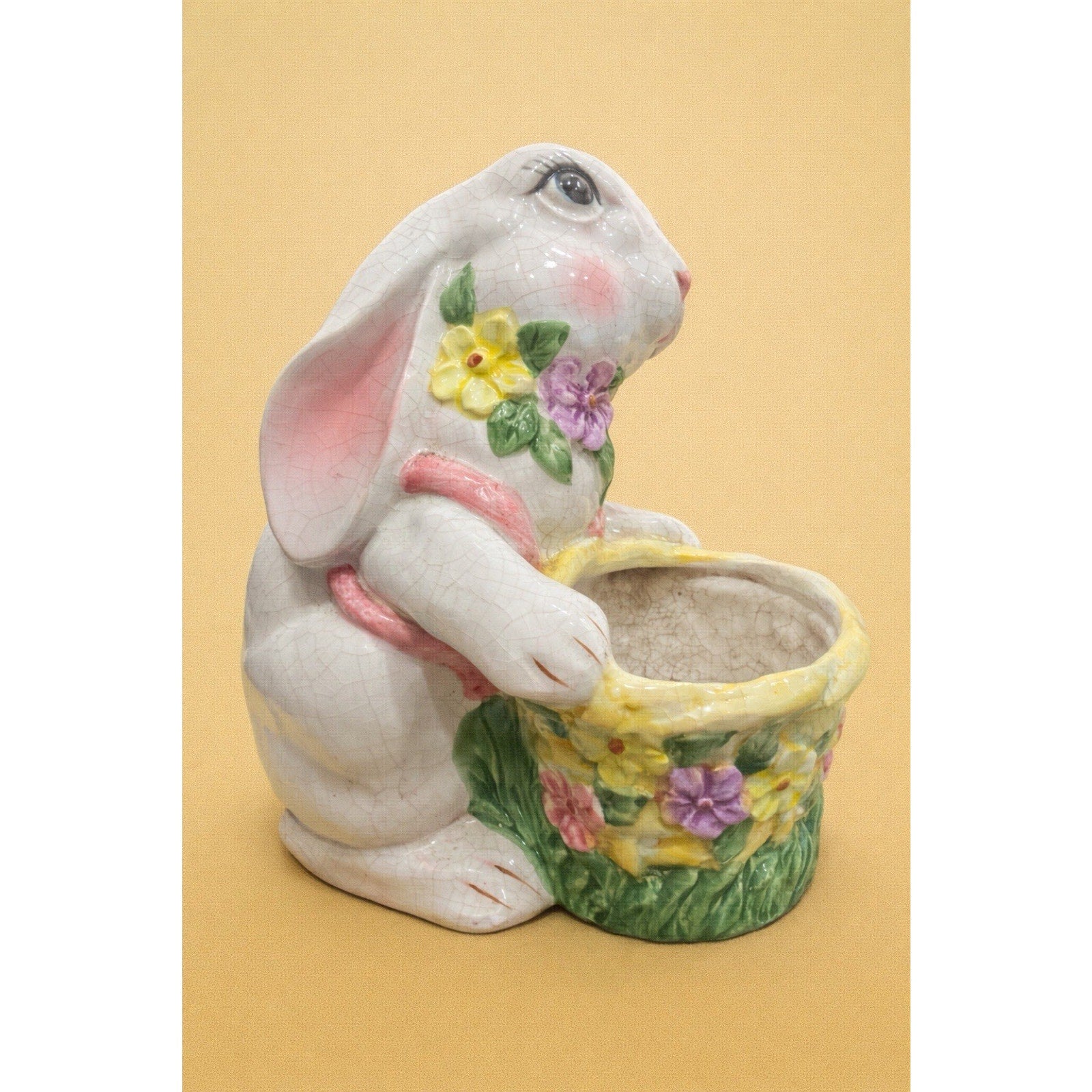 Vintage Ceramic Rabbit Planter | Mid-Century Easter Bunny Basket