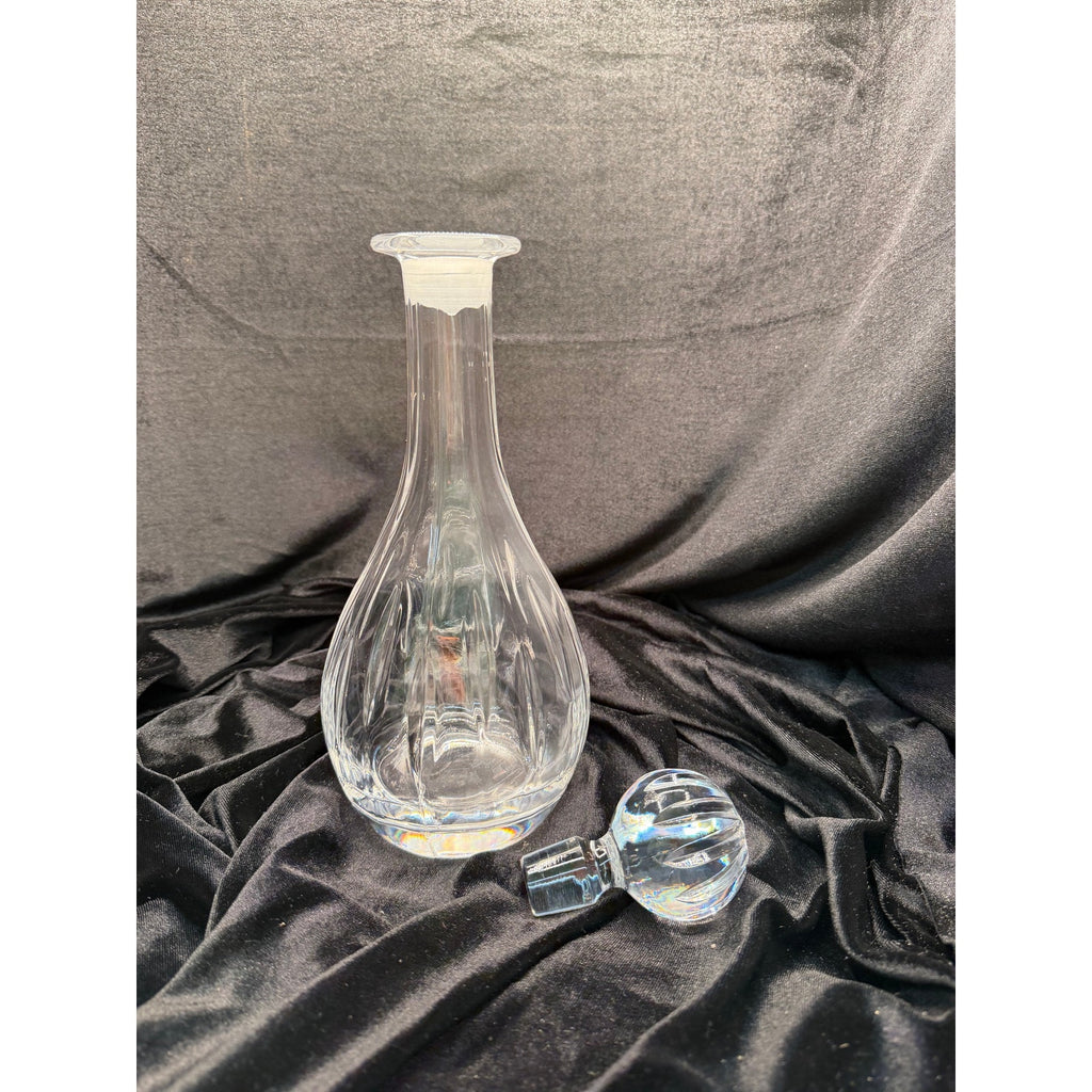 Vintage Heavy Crystal Decanter Optic Ribbed Glass Whiskey Barware 13”