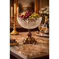 Vintage Cut Crystal Pedestal Compote Bowl, Ornate Metal Stand Centerpiece