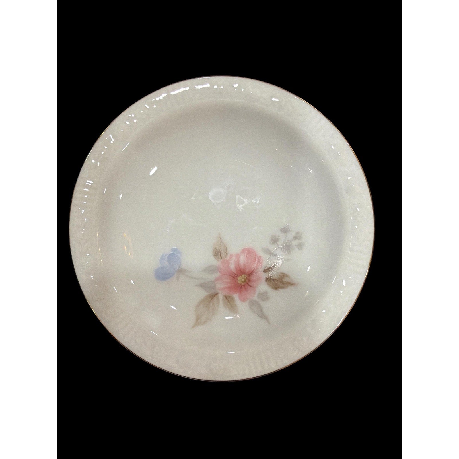 Vintage Narumi N Rosev Butter Pats Set, Floral Porcelain Bread Plates, Gold Trim