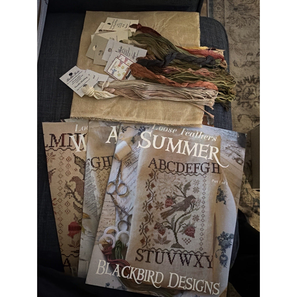 Blackbird Designs Loose Feathers Trilogy Complete NOS Cross Stitch Kit