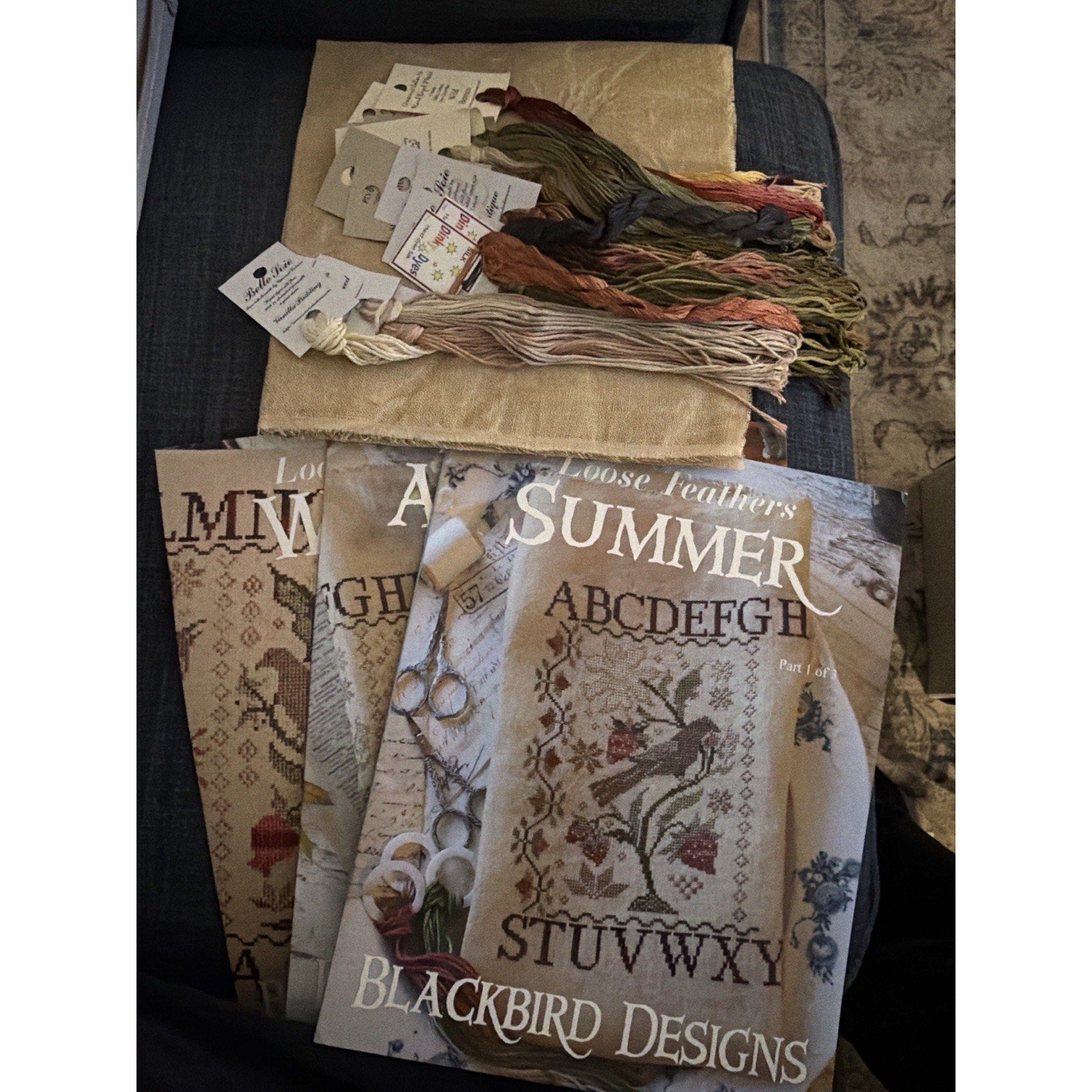 Blackbird Designs Loose Feathers Trilogy Complete NOS Cross Stitch Kit